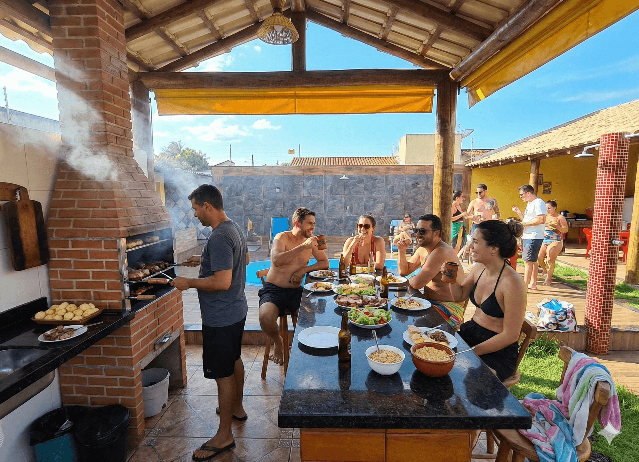 Área de lazer e piscina para momentos de descanso