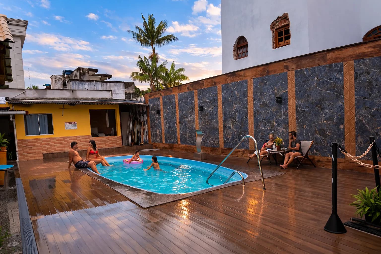 Vista lateral da área de lazer