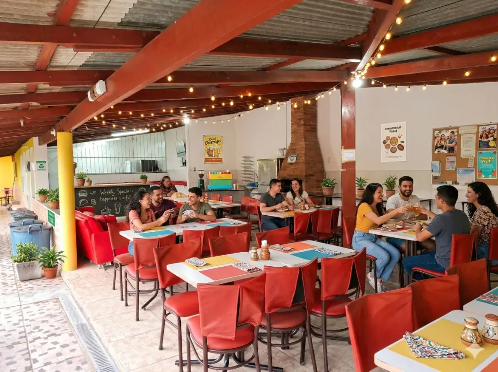 Vista geral do espaço de convivência