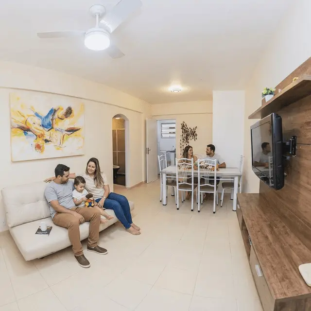 Sala do apartamento de temporada na Praia do Morro