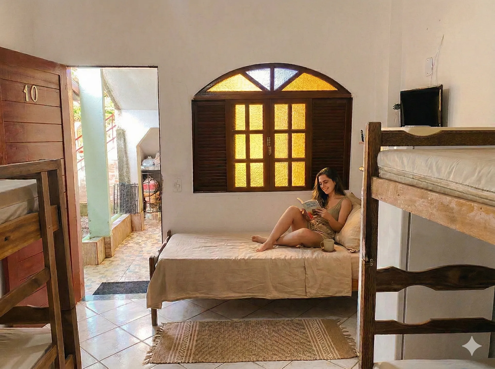 Suíte privativa com ventilador na casa de excursões